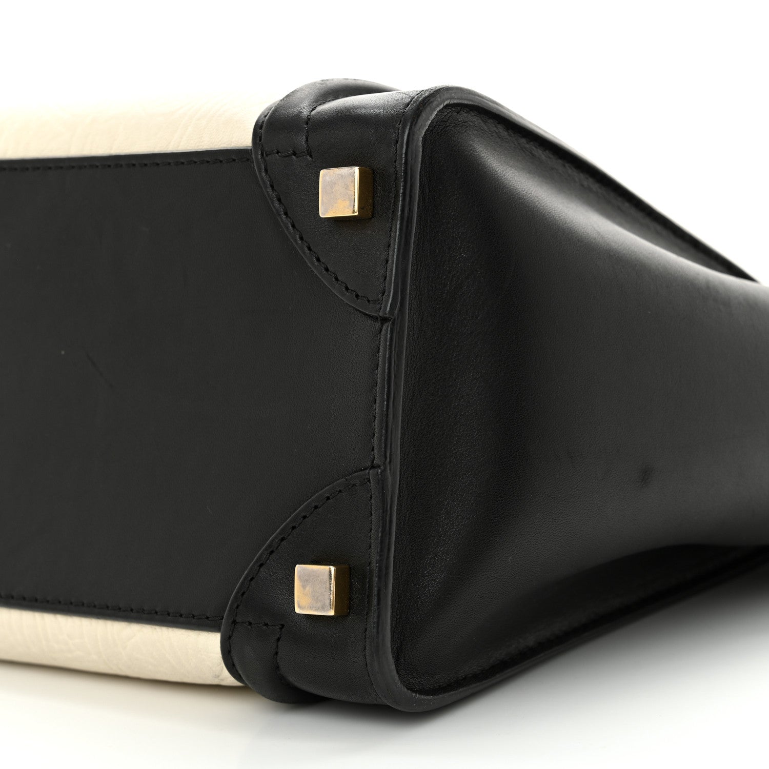 Celine Shrunken Lambski\n Micro Bi-Color Luggage Black White 10 of 16