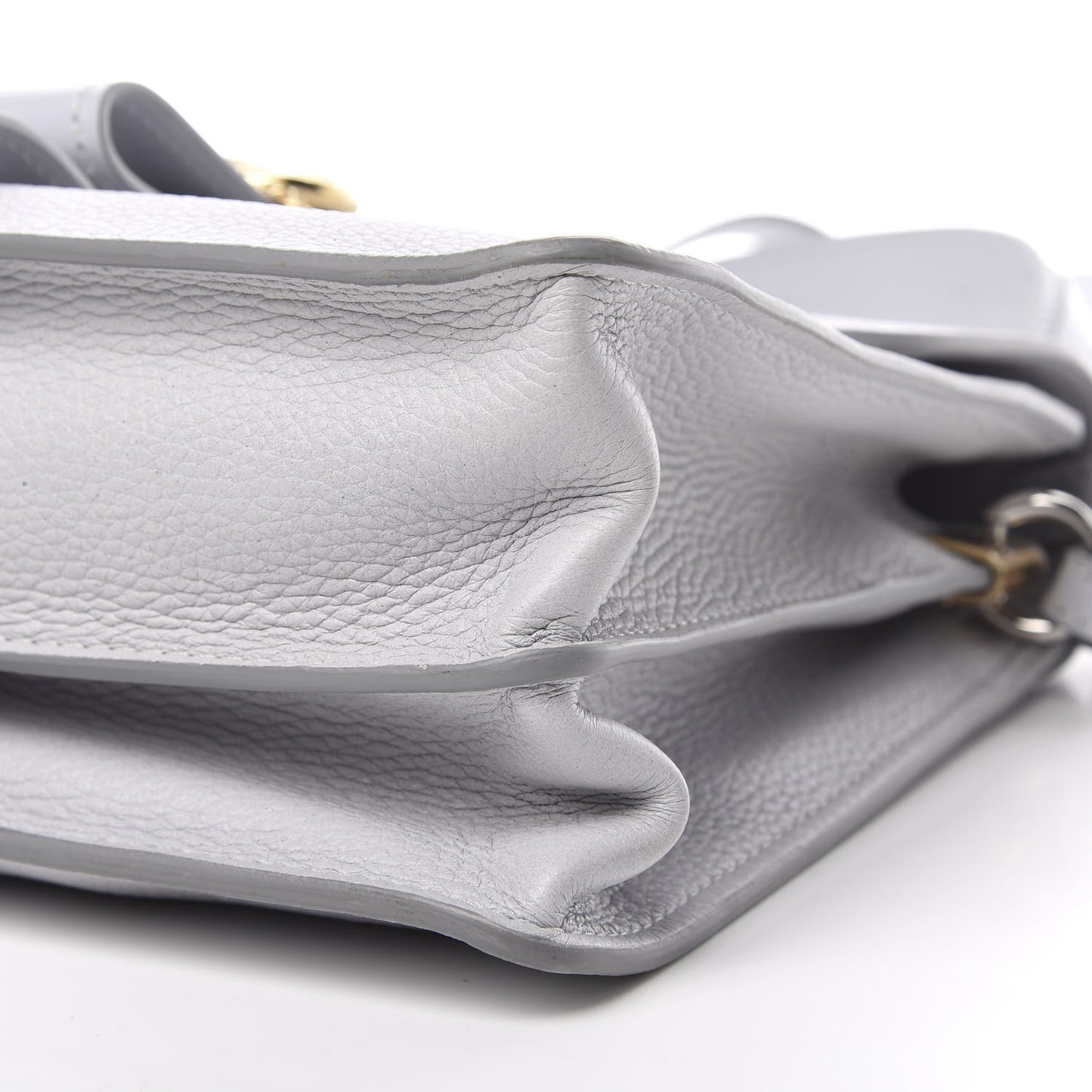 Shiny Grained Calfskin Medium Aby Day Shoulder Bag Airy Grey