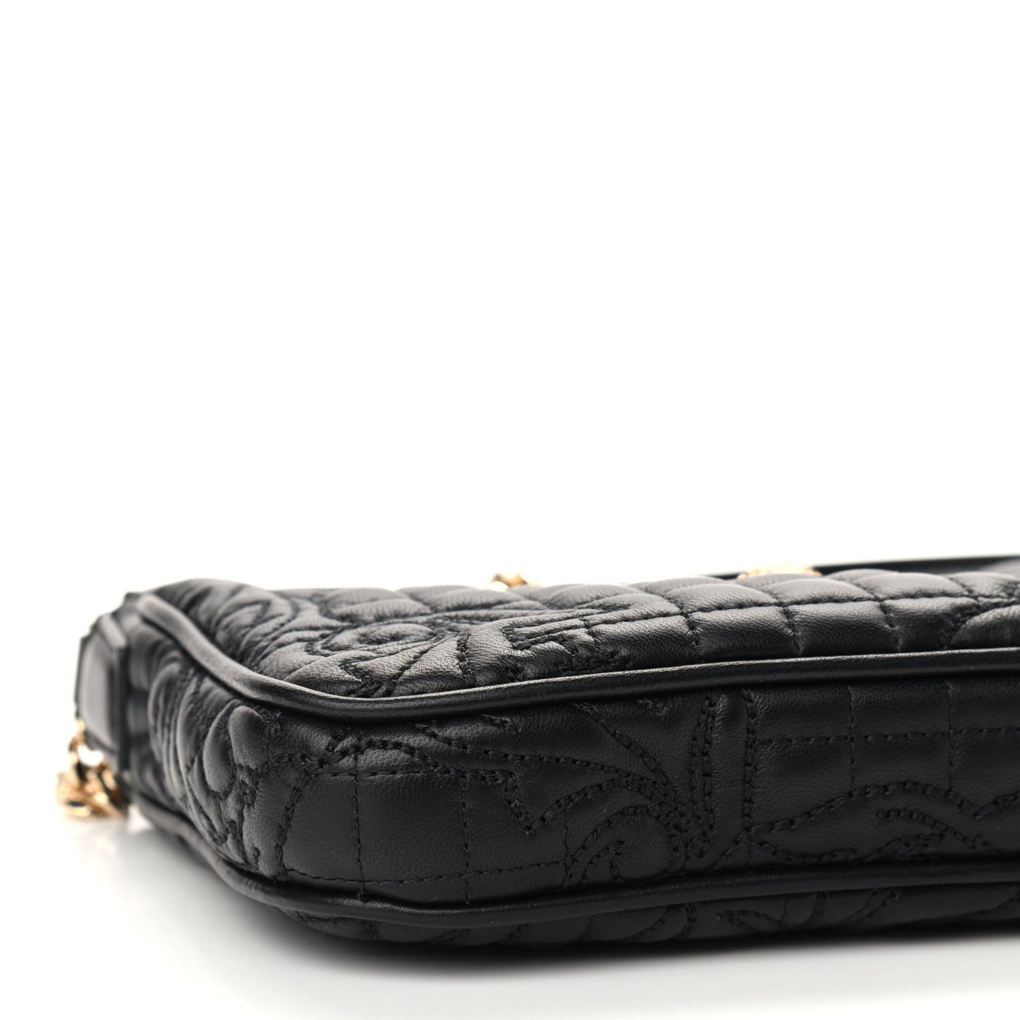 Nappa Barocco Quilted Vanitas Chain Crossbody Bag Black