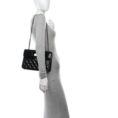 Chanel Patent Quilted Graphic Catch Flap Black 2 of 13