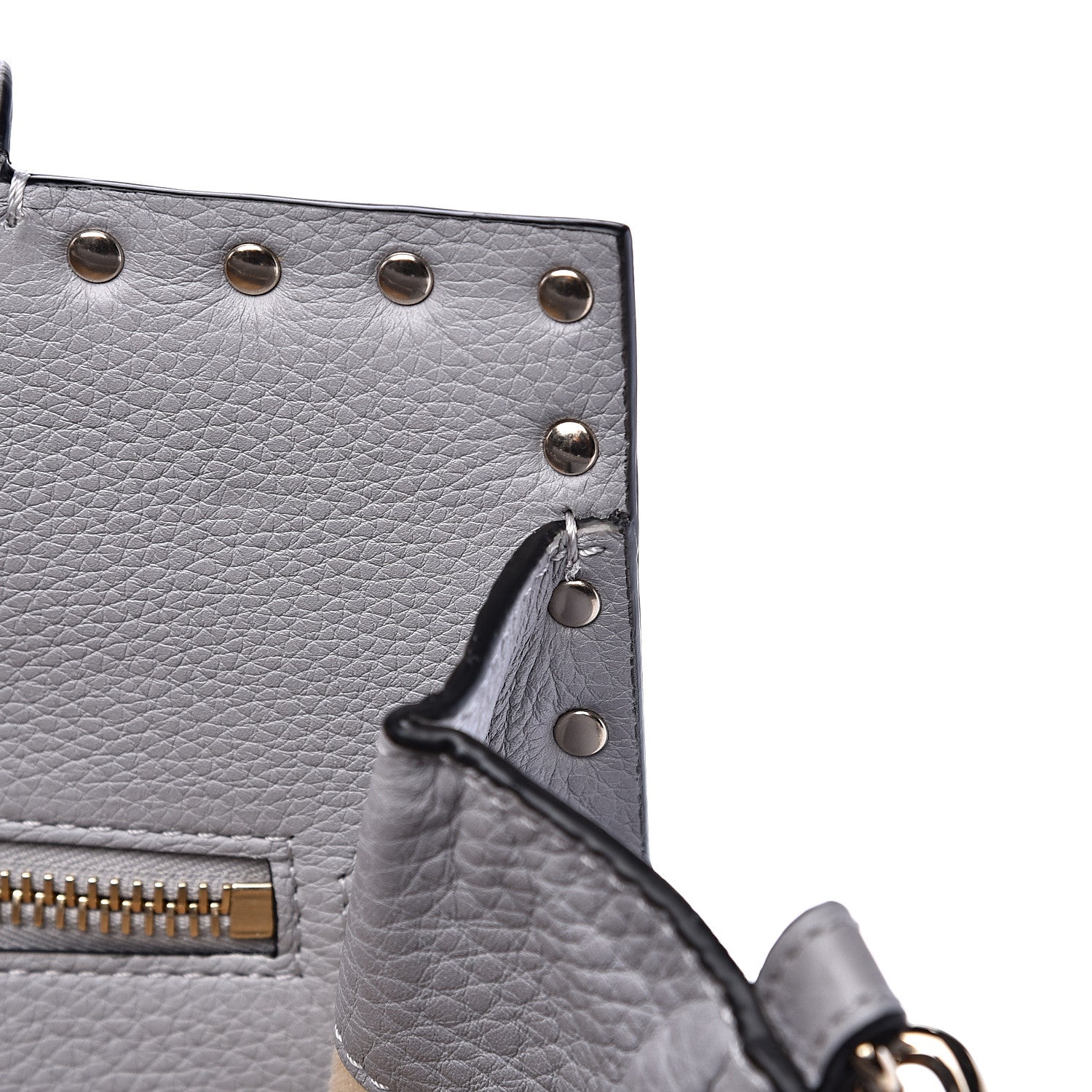 Valentino Garavani Grained Calfskin Small Rockstud Double Bag Pastel Grey 9 of 13