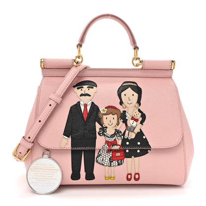 Dolce & Gabbana DOLCE GABBANA Dauphine Medium DG Family Patch Miss Sicily Satchel Rosa Carne 3 of 16