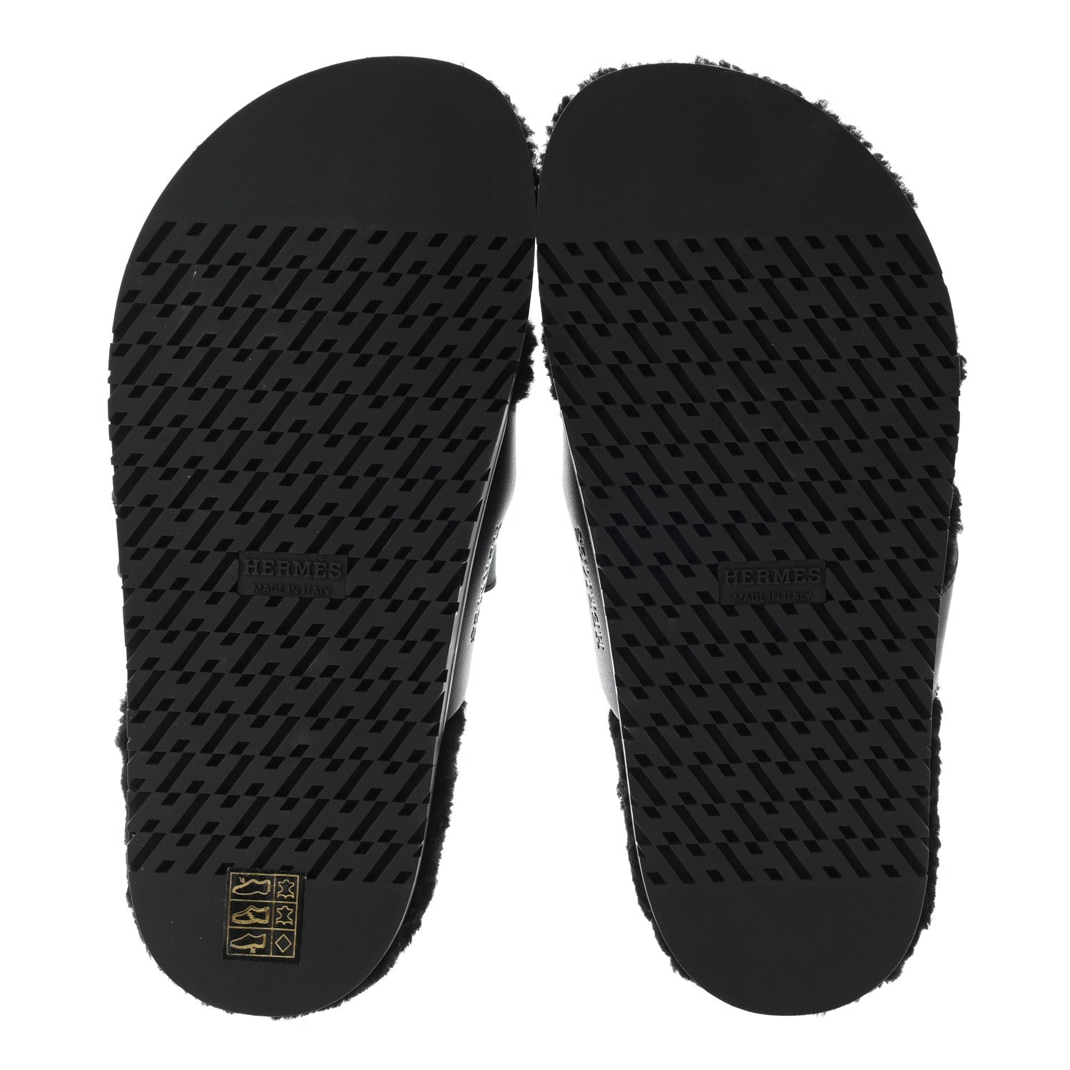 Hermes Calfskin Woolskin Womens Chypre Sandals 37 Black 5 of 9