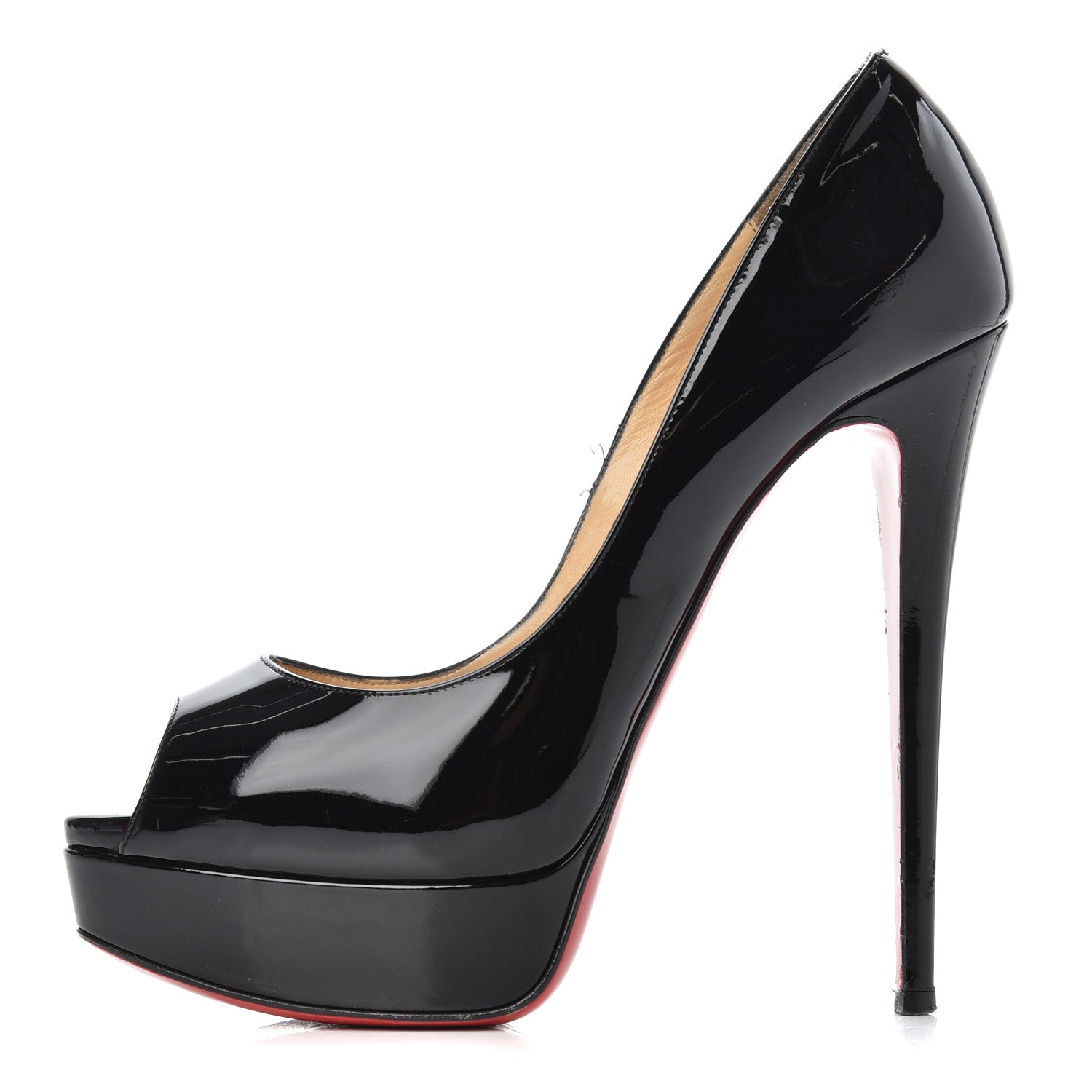 Christian Louboutin Patent Lady Peep 150 Pumps 39.5 Black 1 of 20