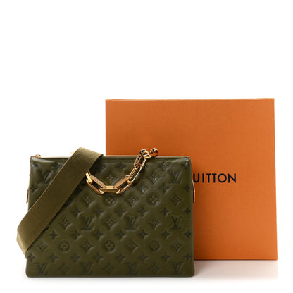 Louis Vuitton Lambskin Embossed Monogram Coussin MM Khaki 10 of 10