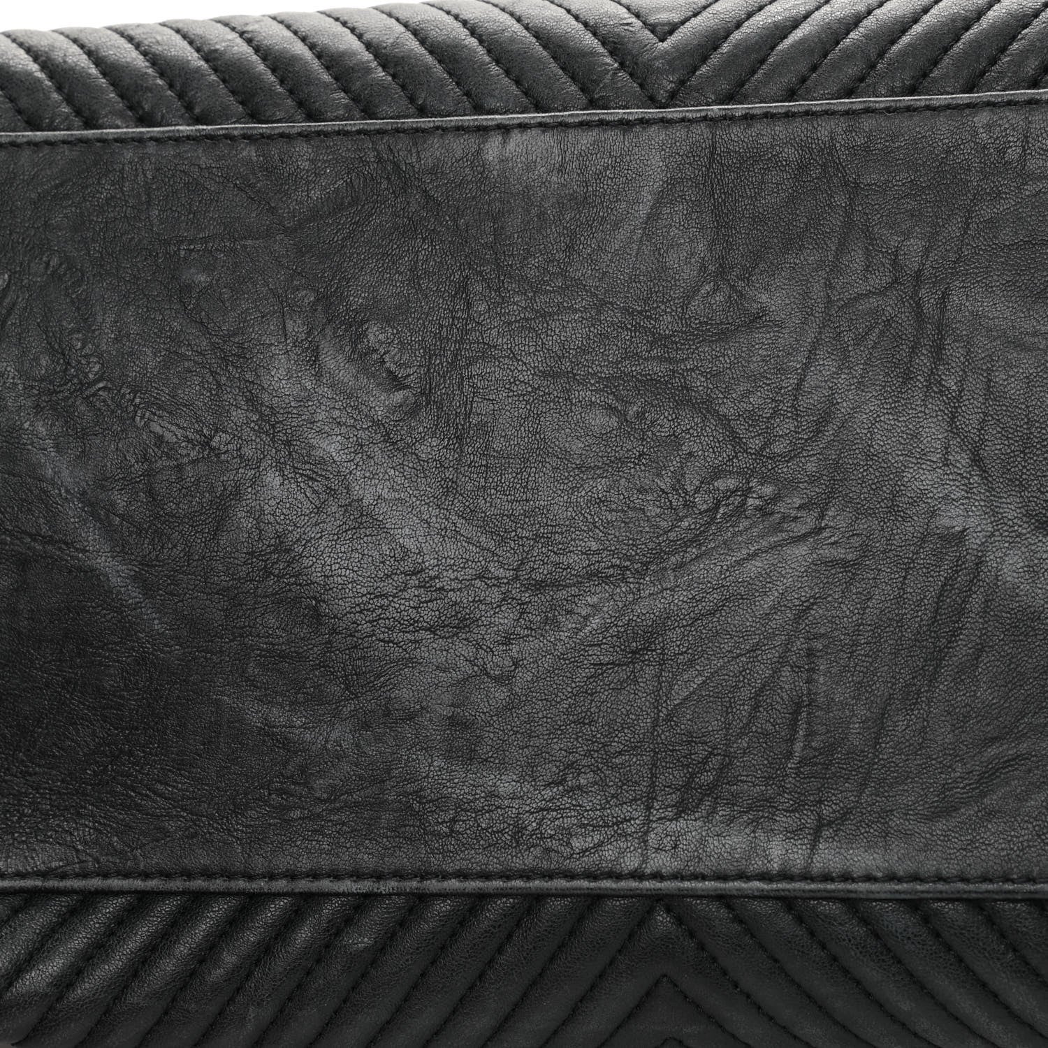 Chanel Wrinkled Lambskin Chevron Quilted Large Surpique Tote Black 13 of 17