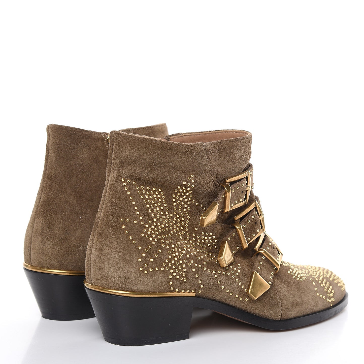 Suede Sheepskin Studded Susanna Ankle Boots 37.5 Green