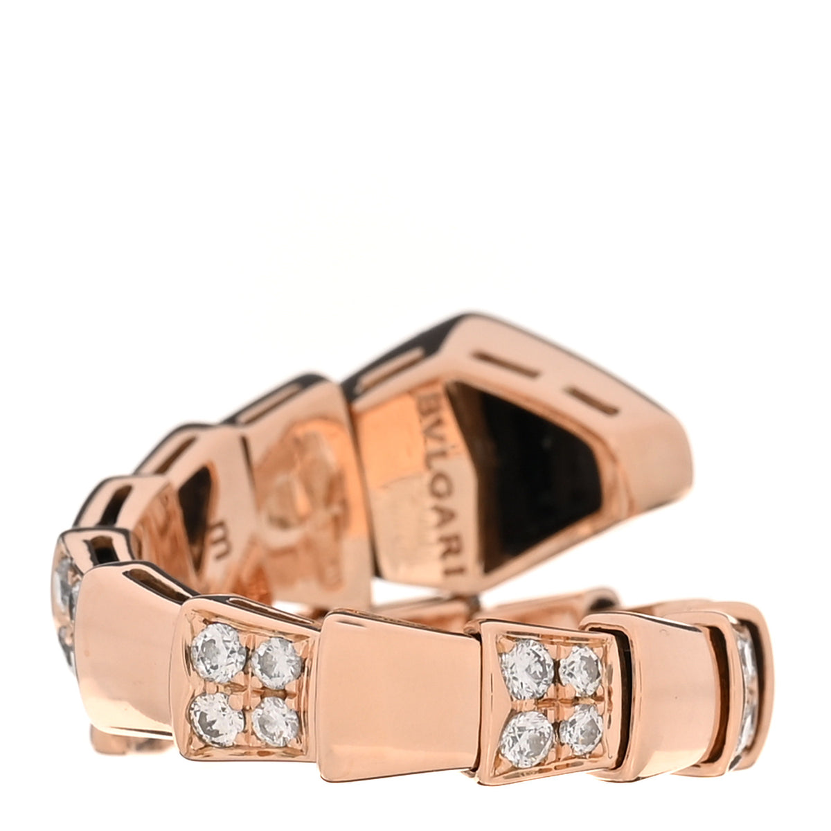 Bulgari 18K Rose Gold Diamond Black Onyx Serpenti Viper Ring M 3 of 5