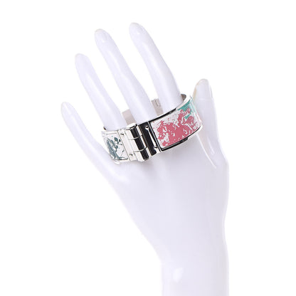 Hermes Enamel Printed Wide Cheval Surprise Hinged Bracelet S Baroque 2 of 7