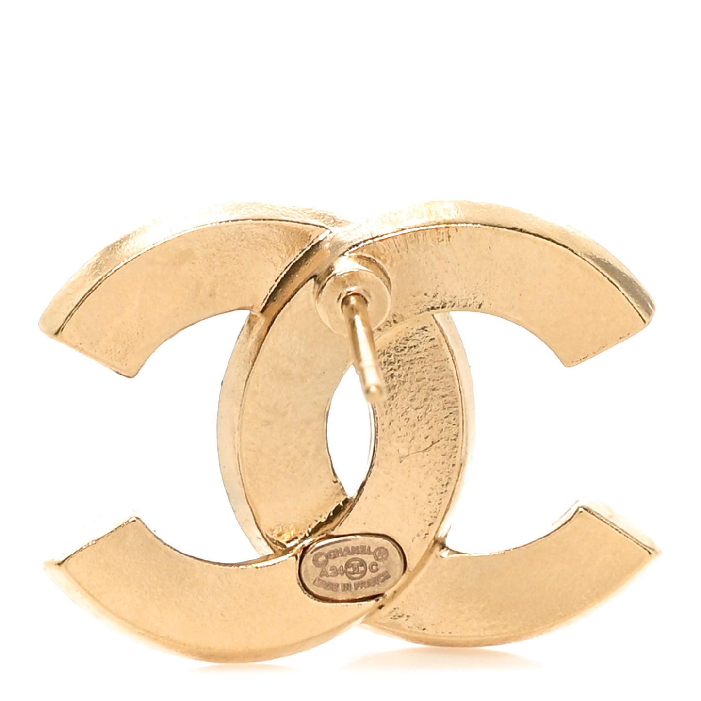Baguette Crystal Enamel CC Earrings Gold Black