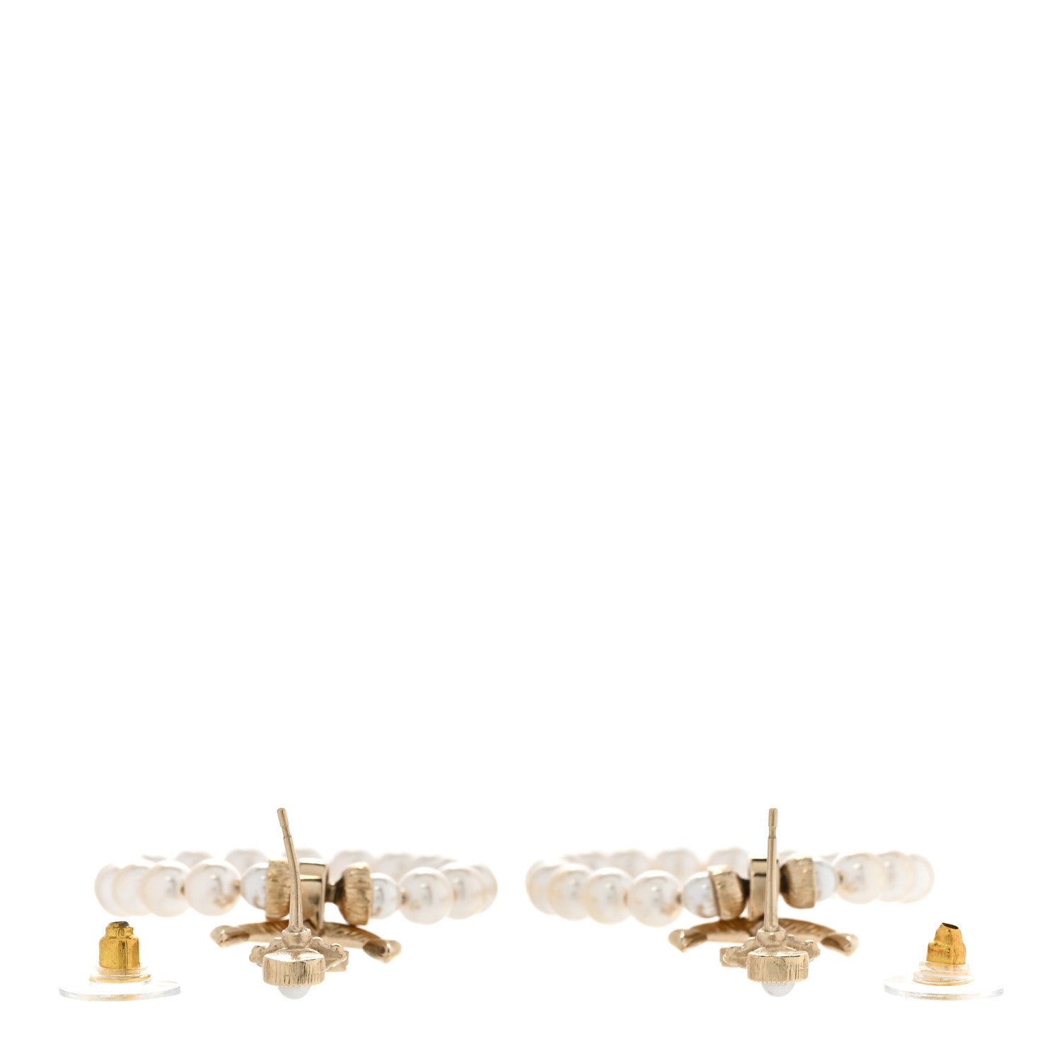 Chanel Pearl Crystal Chanel Anchor CC Hoop Earrings Gold 3 of 5