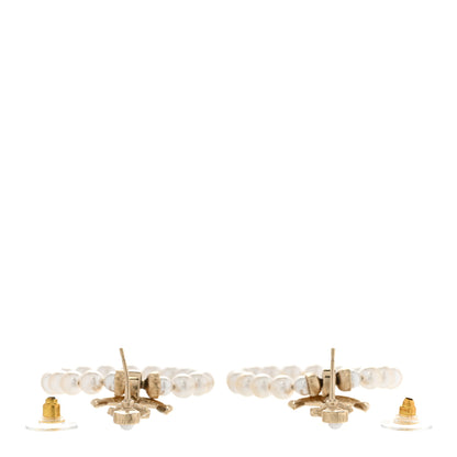 Chanel Pearl Crystal Chanel Anchor CC Hoop Earrings Gold 3 of 5