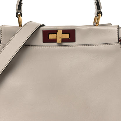 Fendi Vitello Seta Shiny Nappa Medium Peekaboo Iconic Satchel Grigio Polvere Bois de Rose 8 of 10
