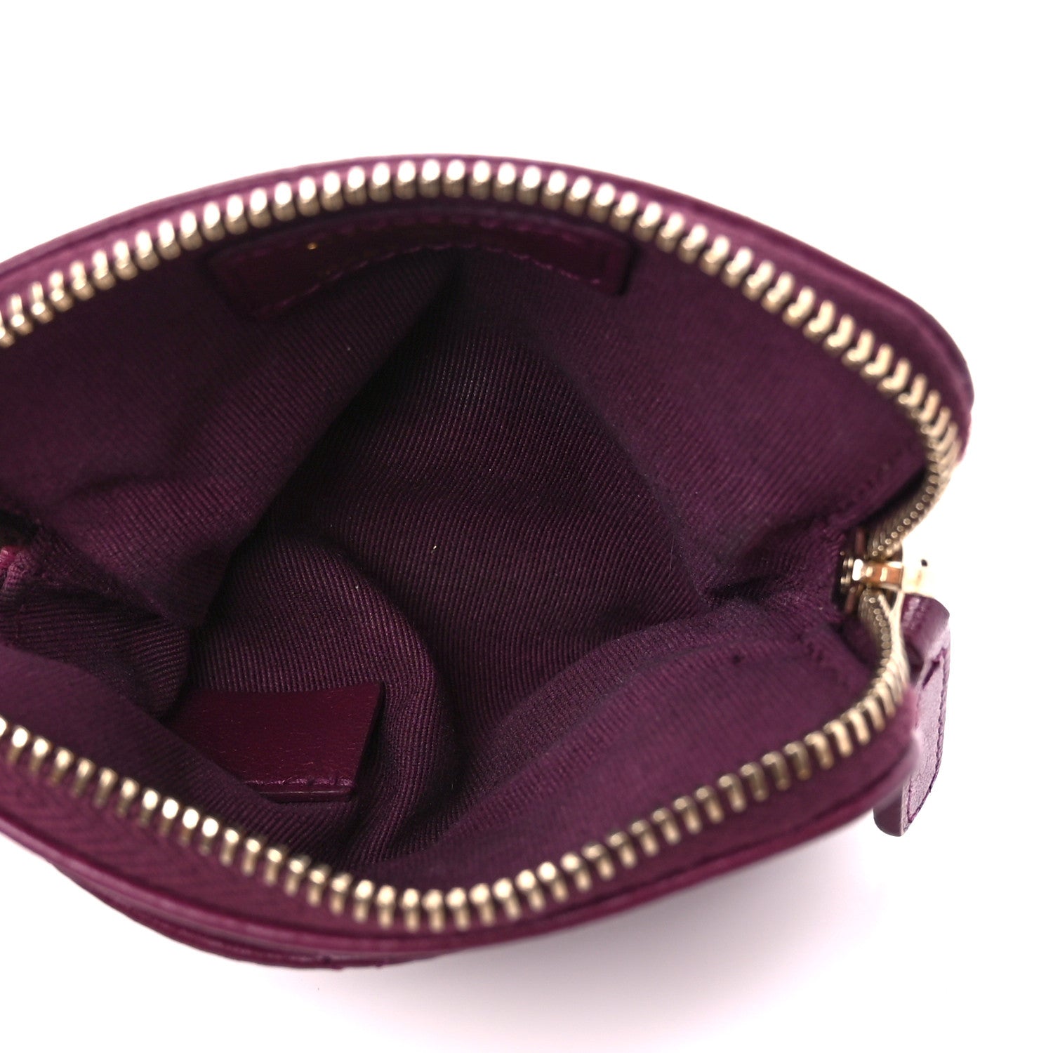 Chanel Lambskin Quilted Zip Card Holder Wallet Burgundy 5 of 11