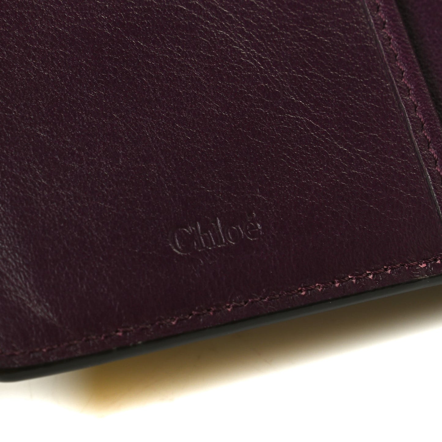 Calfskin Alphabet Compact Wallet Purple
