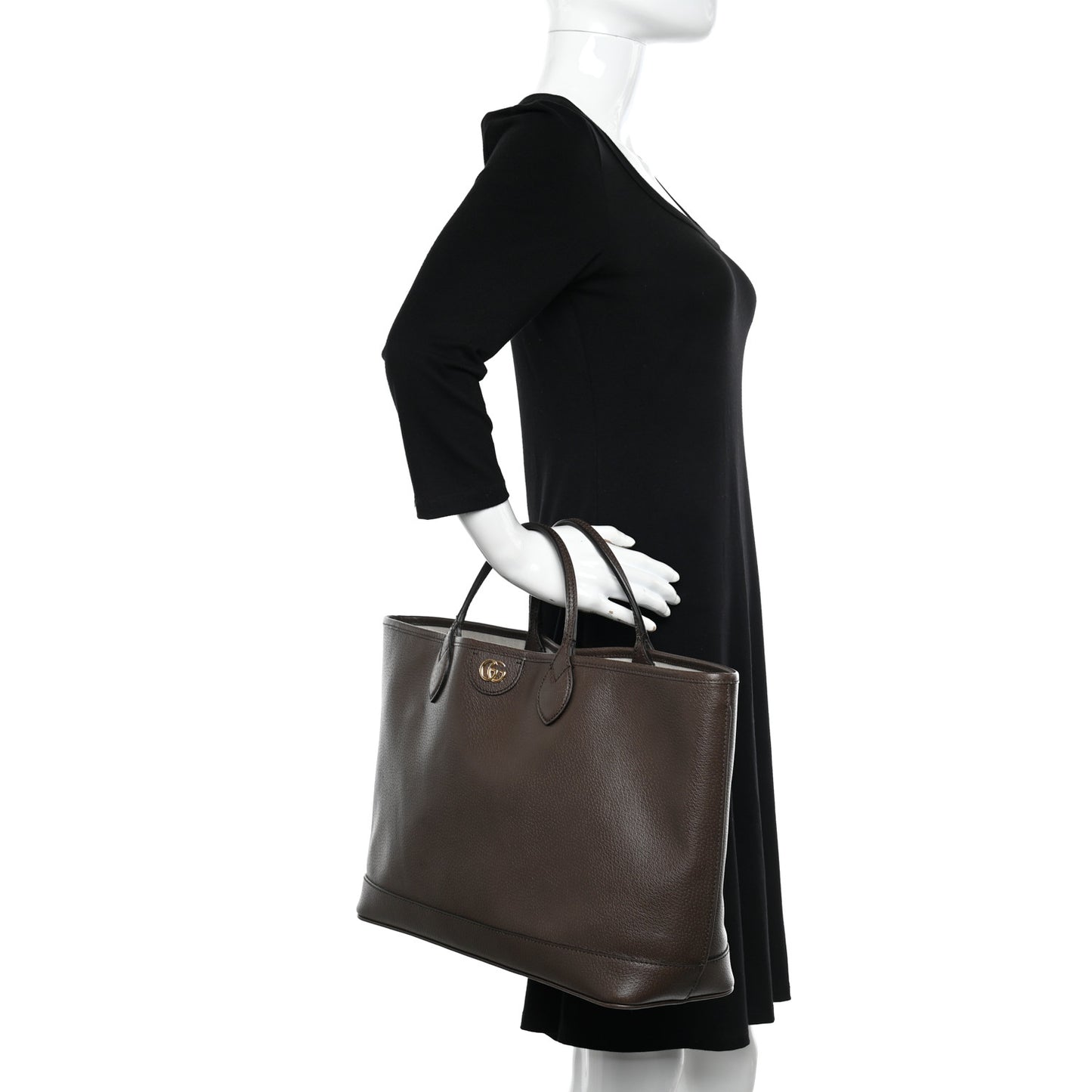 Textured Dollar Calfskin Medium Ophidia Shoulder Tote Bag New Acero