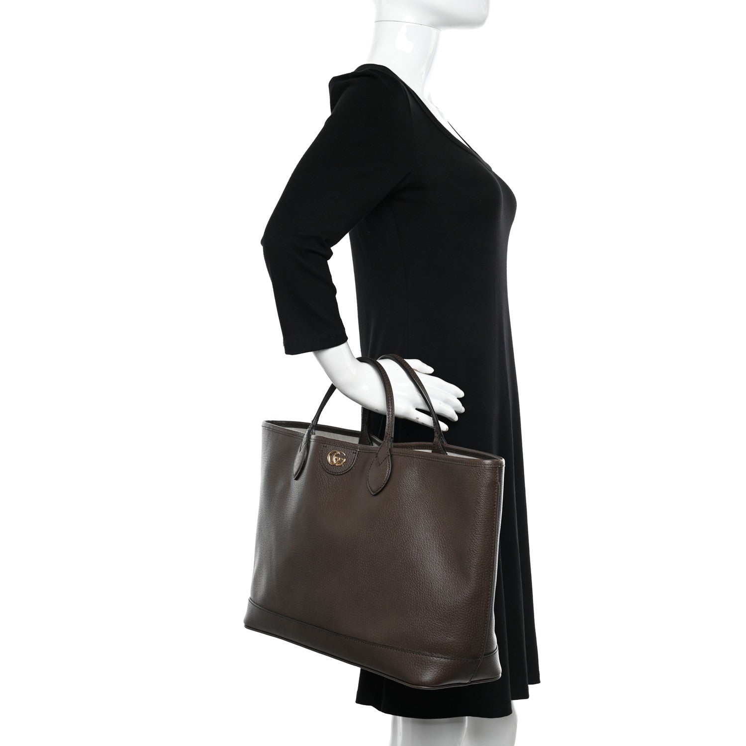 Gucci Textured Dollar Calfskin Medium Ophidia Shoulder Tote Bag New Acero 2 of 15