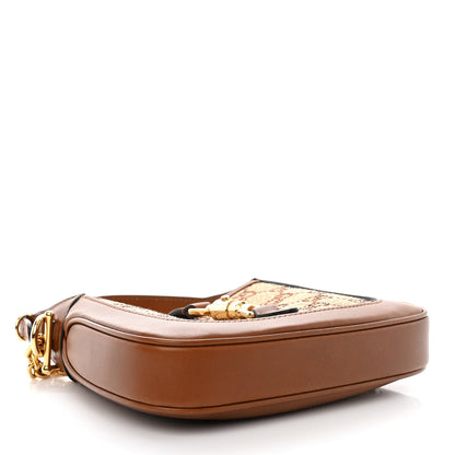 Gucci New Canvas Charisma Calfskin Crystal GG Monogram Mini Jackie 1961 Hobo Camel Ebony 4 of 10