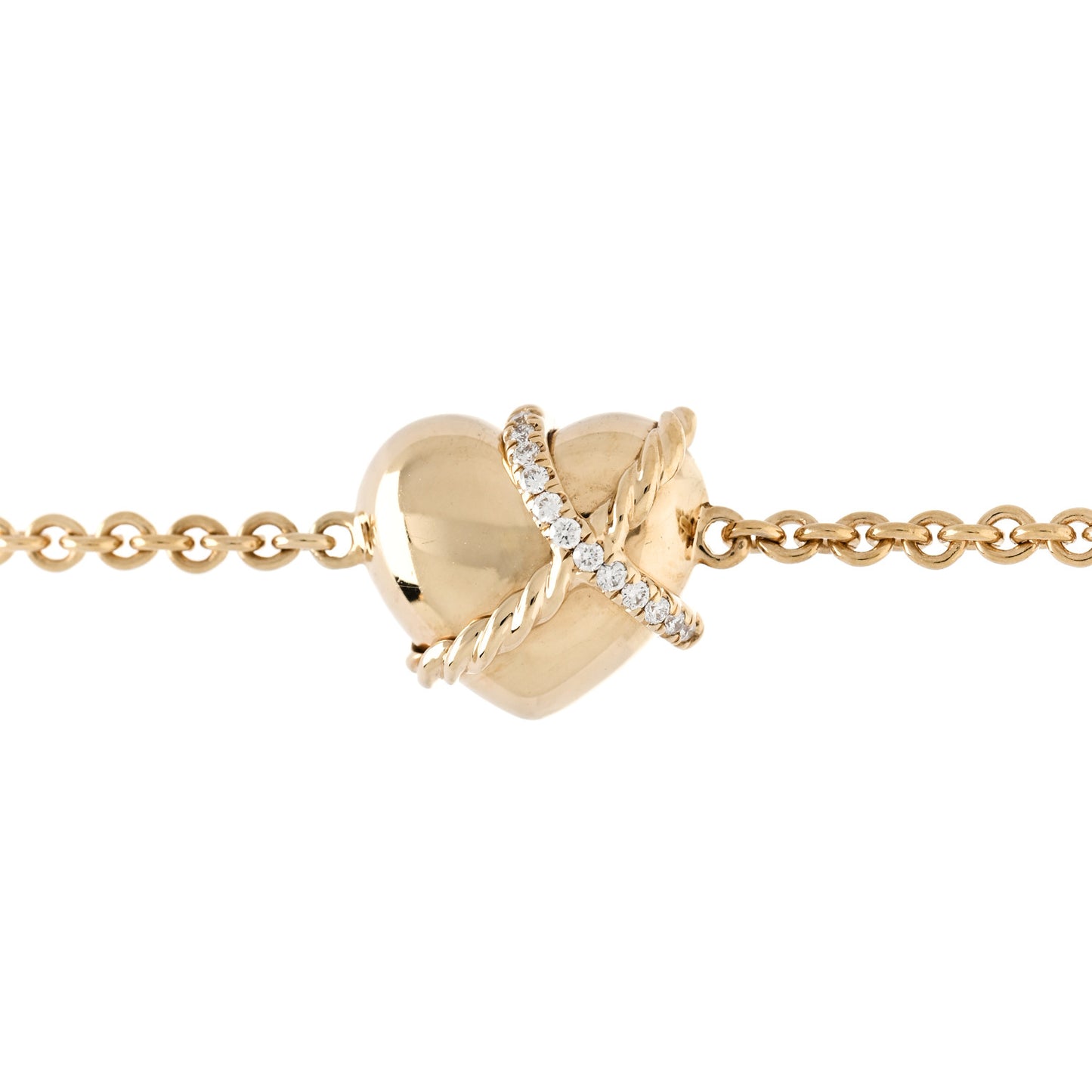 18K Yellow Gold Diamond Le Petit Coeur Sculpted Heart Chain Bracelet