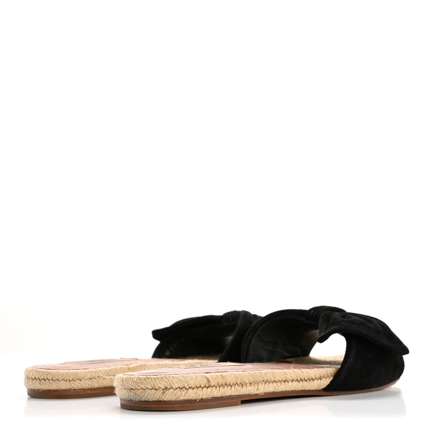 Valentino Garavani Suede Tropical Bow Espadrille Flat Slide Sandals 37.5 Black 5 of 15
