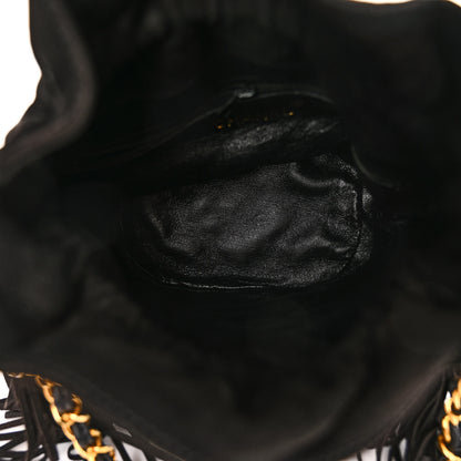 Chanel Suede Drawstring Tassel Bucket Bag Black 5 of 9