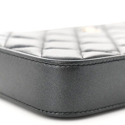 Chanel Iridescent Lambskin Quilted Pearl Clutch With Chain Black 10 of 12