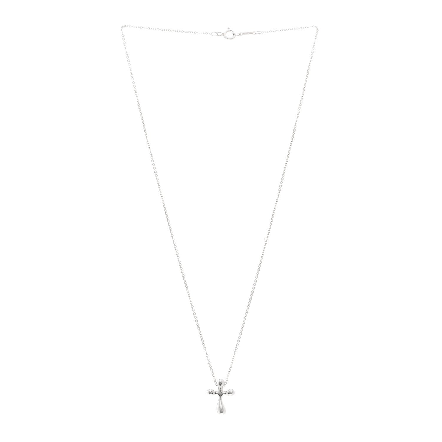 Tiffany Sterling Silver 12mm Elsa Peretti Cross Pendant Necklace 3 of 4