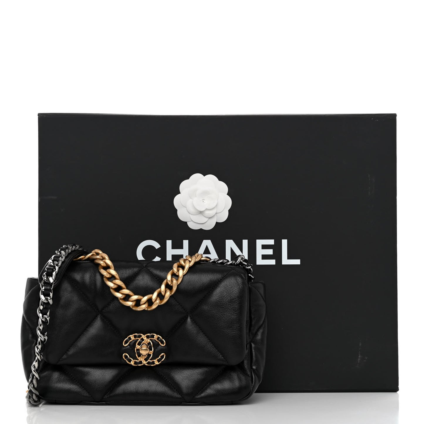 Lambskin Quilted Medium Chanel 19 Flap Black