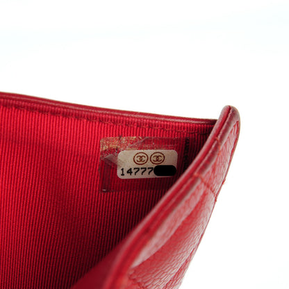 Chanel Caviar Quilted Compact French Flap Wallet Red 8 of 13