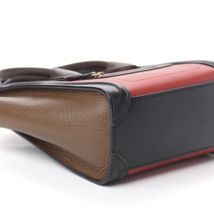 Celine Calfskin Bullhide Nano Tri-Color Luggage Bright Red 7 of 8