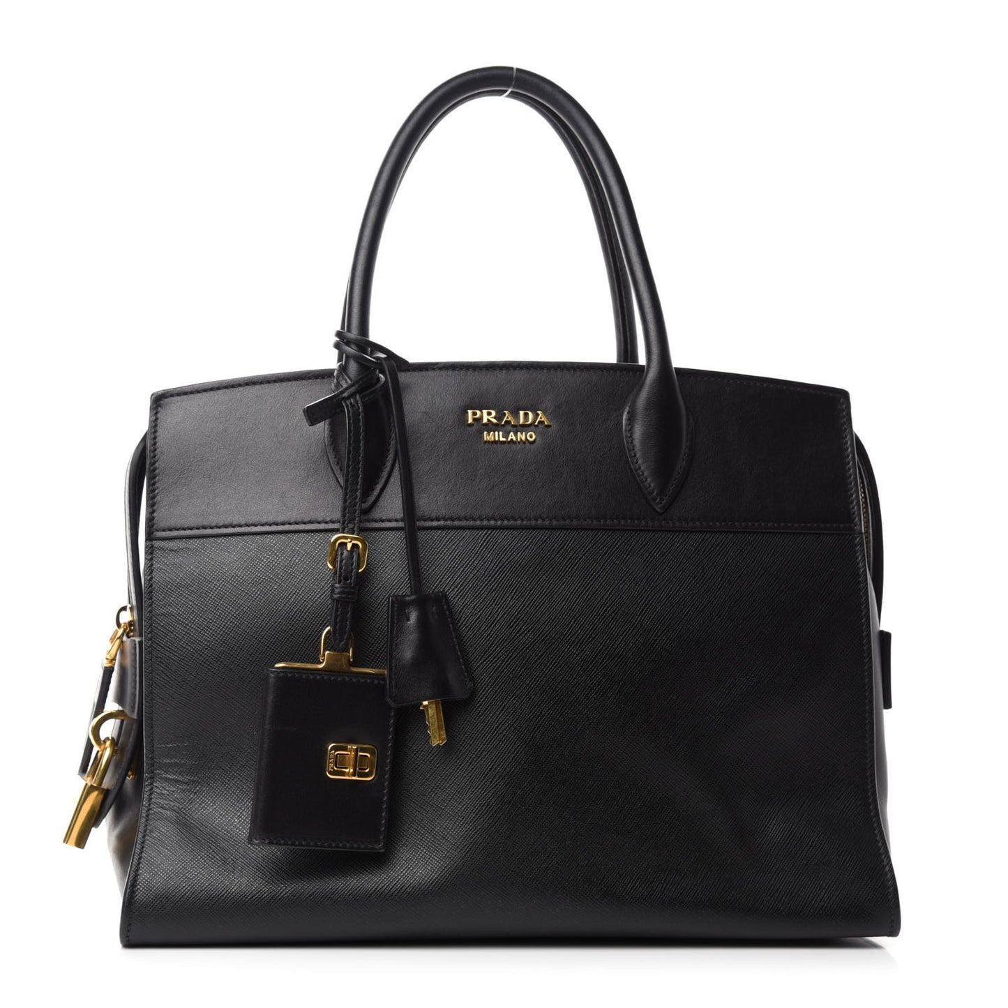 Saffiano City Calfskin Medium Esplanade Tote Black