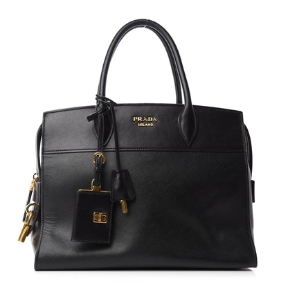 Prada Saffiano City Calfskin Medium Esplanade Tote Black 1 of 10