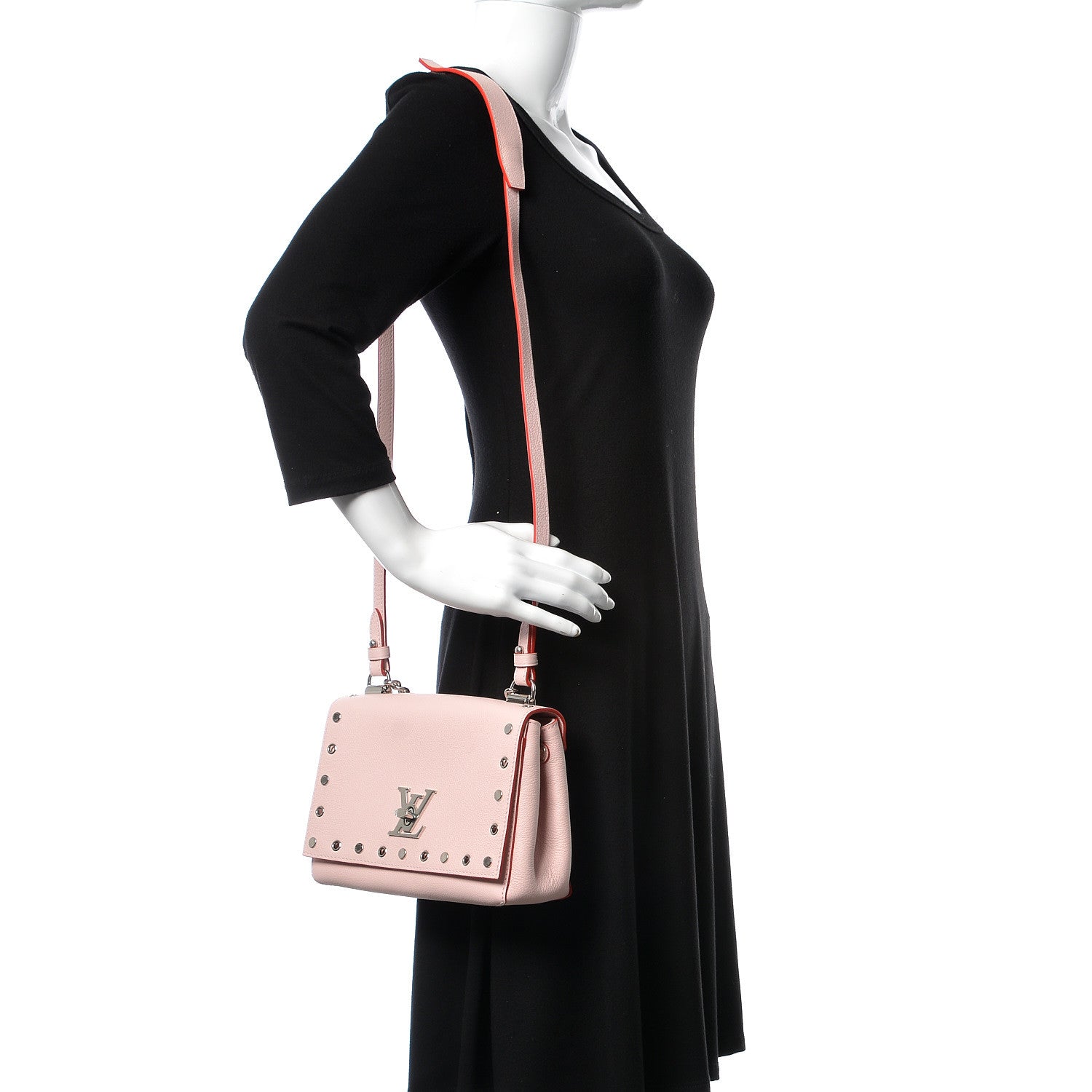 Louis Vuitton Soft Calfskin Lockme II Chain Rivets BB Rose Ballerine 2 of 8