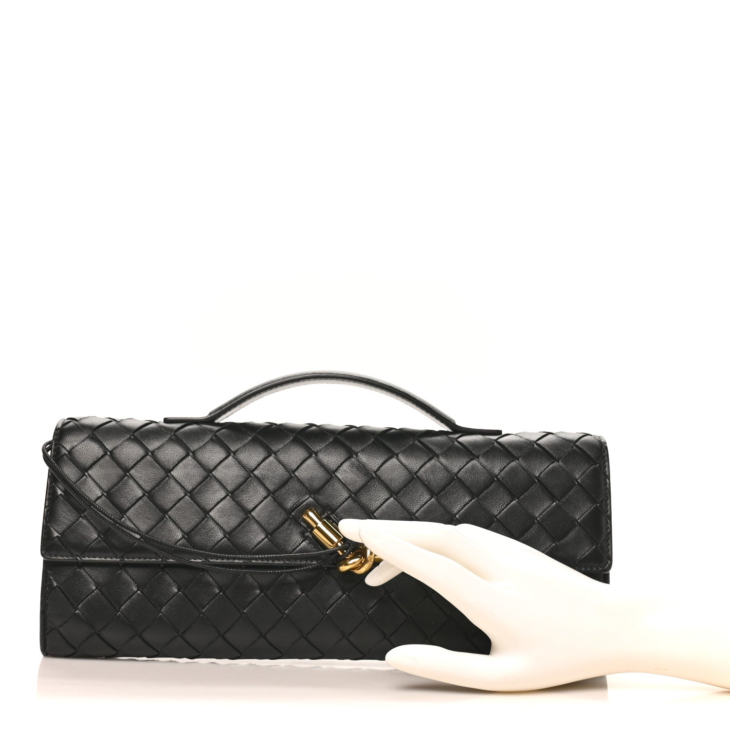Bottega Veneta Nappa Intrecciato Long Andiamo Top Handle Clutch Black 2 of 7