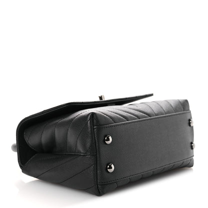 Chanel Caviar Chevron Quilted Mini Coco Handle Flap Dark Grey 4 of 10