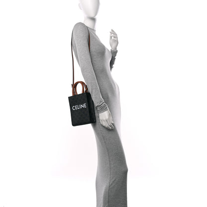 Celine Triomphe Canvas Calfskin Mini Vertical Cabas Tan 2 of 9