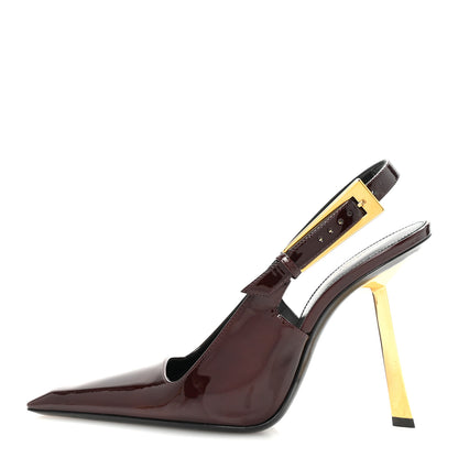 Saint Laurent Vernice Gloss Lee 110 Slingback Pumps 38 Marron Glacé 1 of 9