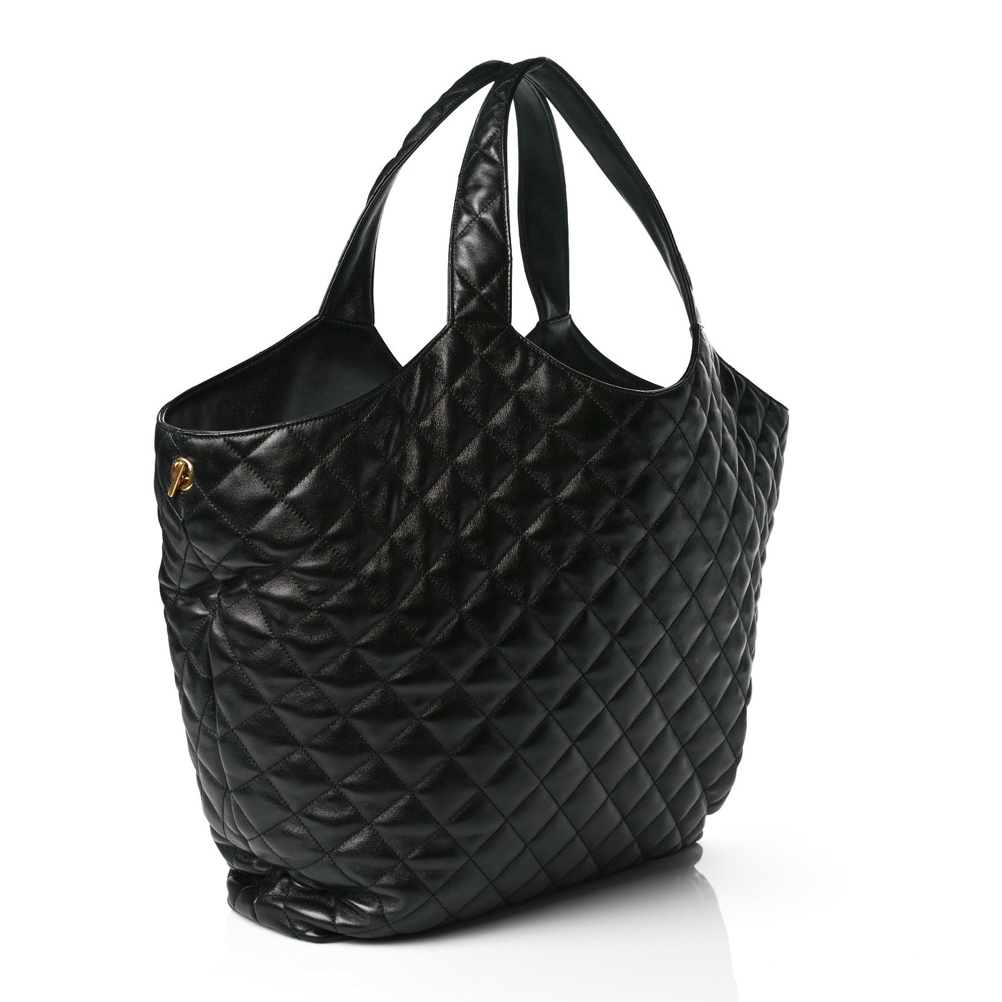 Lambskin Quilted Maxi Icare Shopping Tote Black