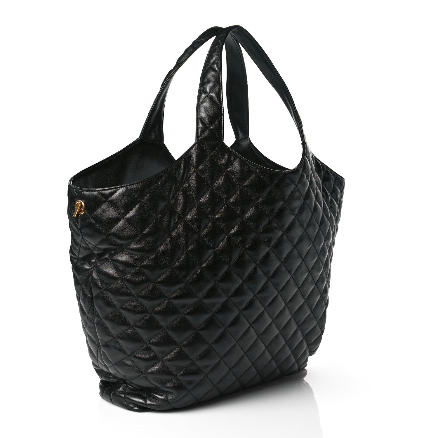 Saint Laurent Lambskin Quilted Maxi Icare Shopping Tote Black 4 of 11