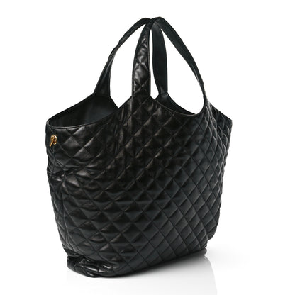 Saint Laurent Lambskin Quilted Maxi Icare Shopping Tote Black 4 of 11