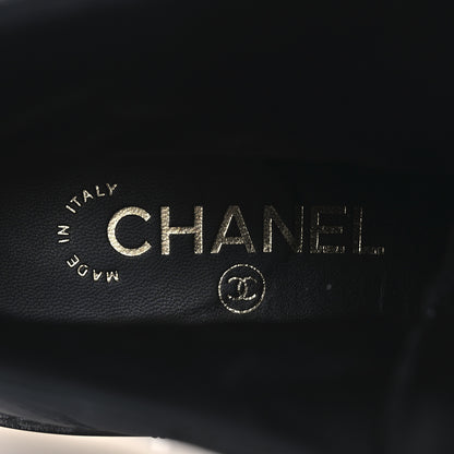 Chanel Shiny Lambskin Quilted Lace Up Combat Boots 36.5 Black 9 of 12