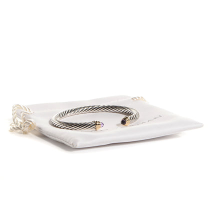 David Yurman Sterling Silver 14K Yellow Gold Amethyst 5mm Cable Classics Petite Color Bracelet 5 of 5