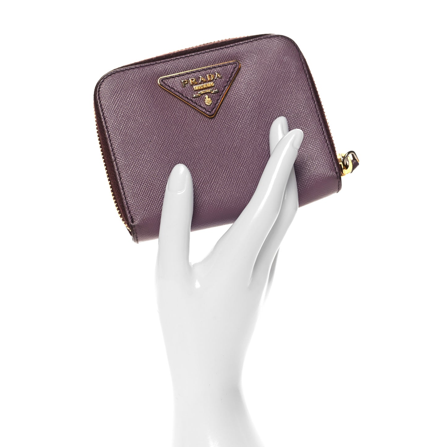 Saffiano Triangle Compact Zip Around Wallet Purple