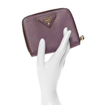 Prada Saffiano Triangle Compact Zip Around Wallet Purple 2 of 9