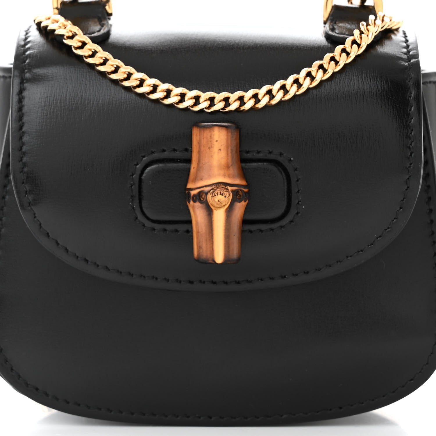 Gucci Boarded Dyana Lux Nano Bamboo 1947 Top Handle Chain Bag Black 8 of 10