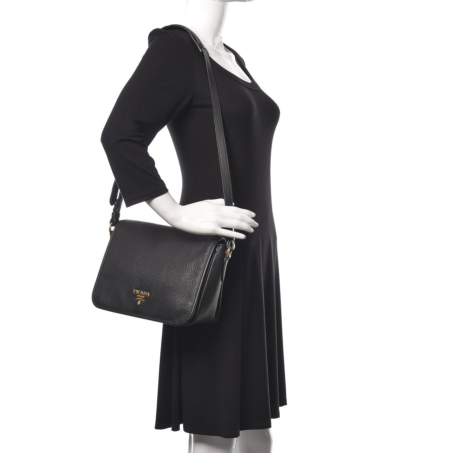 Prada Vitello Phenix Crossbody Bag Black 2 of 14