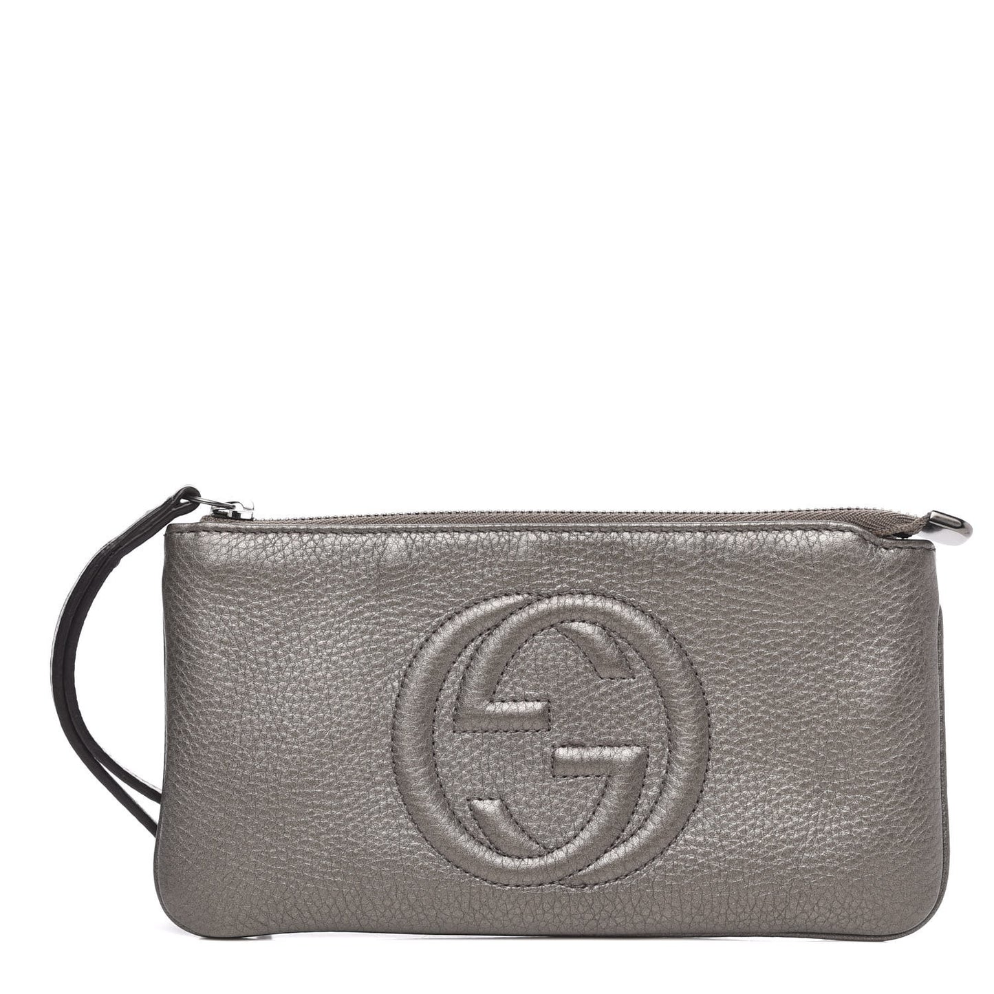 Metallic Pebbled Calfskin Soho Wristlet Sasso