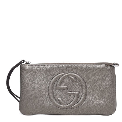 Gucci Metallic Pebbled Calfskin Soho Wristlet Sasso 1 of 11