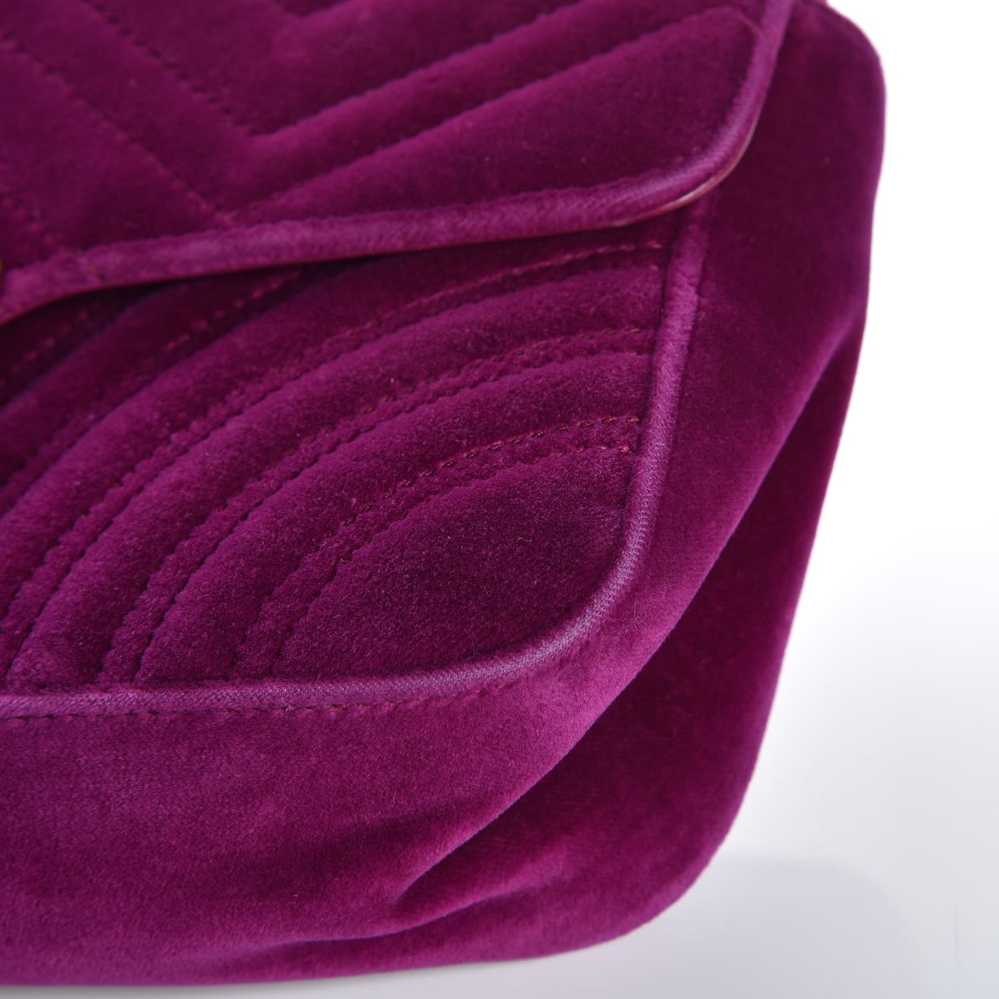 Velvet Matelasse Small GG Marmont Shoulder Bag Fuchsia Violet Cyclamen