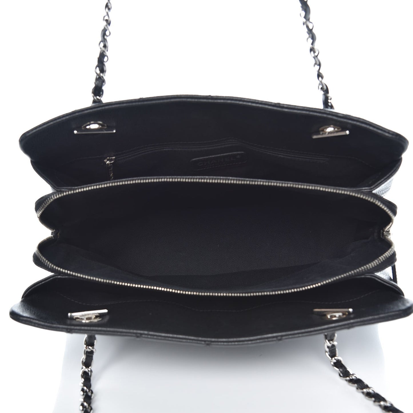 Caviar Quilted Shopping Tote Black